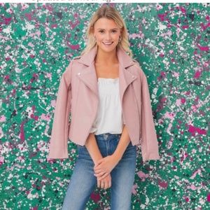 BB Dakota faux leather pink moto jacket
